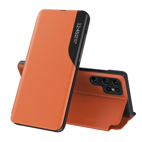 Чехол-книжка Clear View Standing Cover на Samsung Galaxy S22 Ultra 5G - оранжевый