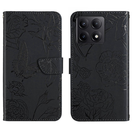 Чохол-книжка Embossed Butterfly для Xiaomi 14T Pro 5G Global - чорний