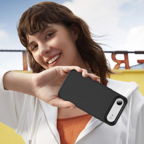 Ударозащитный чехол Carbon Fiber Texture Skin-feel Acrylic TPU на iPhone Air - черный