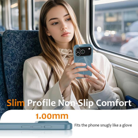 Противоударный чехол Glossy TPU Shockproof MagSafe на iPhone 17 Pro - синий