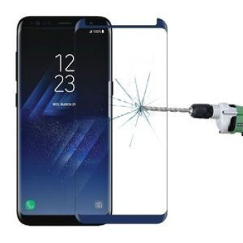 Защитное 3D Стекло 0.26 mm 9H изогнутые края подходит ко всем чехлам для Samsung Galaxy S8 / G950-синее