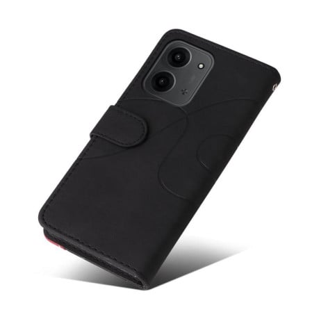 Чохол-книжка Dual-color Splicing Flip Leather на Xiaomi Redmi 15C 4G EU / 15C 5G 173.1mm - чорно-червоний