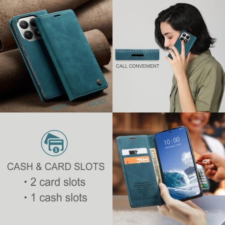 Чехол-книжка CaseMe-013 многофункциональный с кармашком на карт на Xiaomi 15T - синий