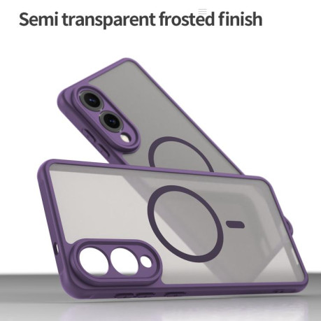 Противоударный чехол Fan Dun Series TPU Hybrid PC Frosted Magsafe для Samsung Galaxy S25 Edge 5G - фиолетовый