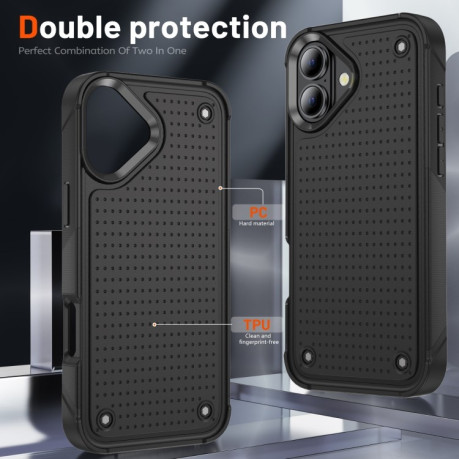 Противоударный чехол PC + TPU Shockproof Protective для  iPhone 16 - Black+Black