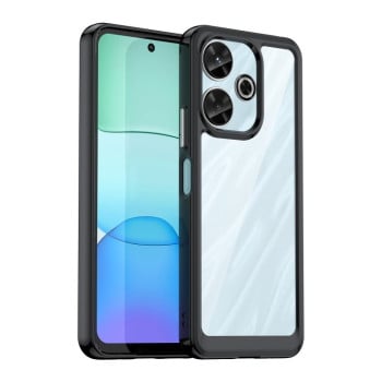 Противоударный чехол  Colorful Acrylic Series с цветной силиконовой боковиной на Xiaomi Poco M6 4G - черный
