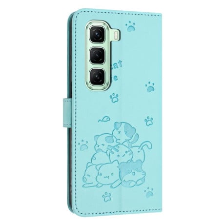 Чехол-книжка Embossed Kitten Phone Leather на Infinix Hot 60 Pro+ 4G - зеленый