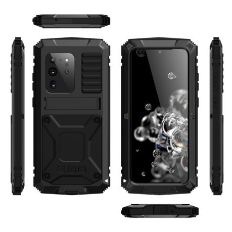 Противоударный металлический чехол R-JUST Dustproof на Samsung Galaxy S20 Plus - черный