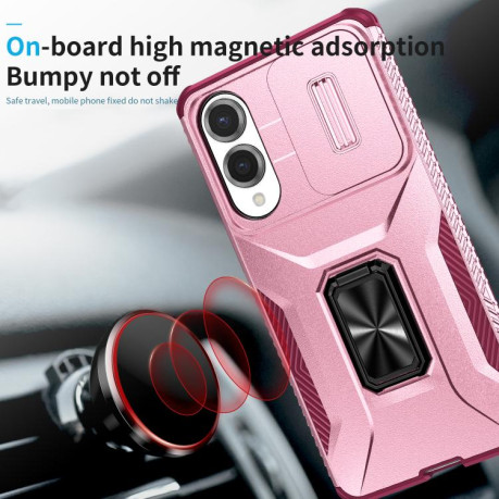 Противоударный чехол Sliding Camshield для Samsung Galaxy S25 Edge 5G - Pink + Rose Red