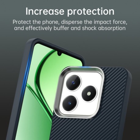 Ударозахисний чохол HMC Carbon Fiber Series IMD на Realme C61/C63/Note 60/Note 60x - синій