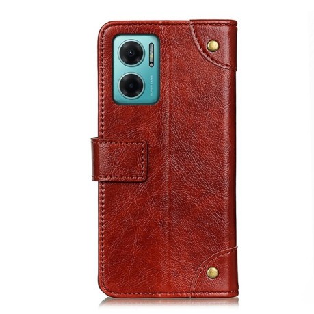 Чехол-книжка Copper Buckle Nappa Texture на Xiaomi Redmi Note 11E/Redme 10 5G / Poco M4 5G Global - коричневый