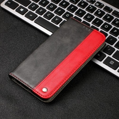 Чехол-книжка Business Solid Color для iPhone 12 Mini - черно-красный
