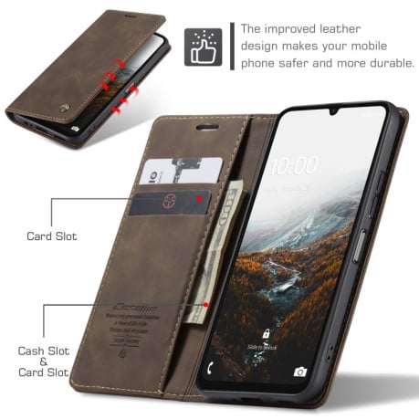 Чехол-книжка CaseMe-013 многофункциональный с кармашком на карт на Samsung Galaxy A07/A06 - кофейный