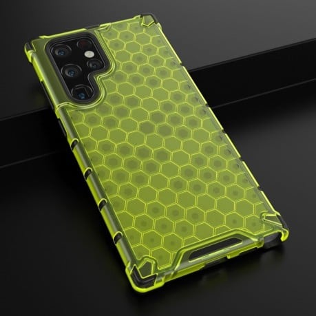 Протиударний чохол Honeycomb with Neck Lanyard для Samsung Galaxy S22 Ultra 5G - зелений