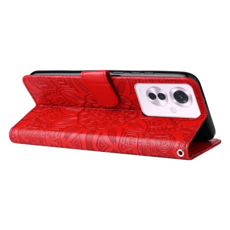 Чохол-книжка Embossed Sunflower для OPPO Reno11 F Global / F25 Pro Global - червоний