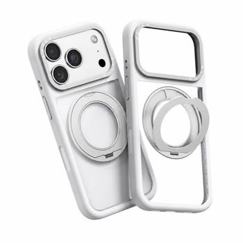 Силіконовий чохол Escase з прозорою спинкою і магнітним тримачем на iPhone 18 Pro Max — білий