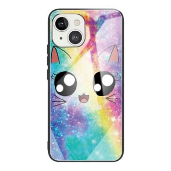 Противоударный чехол Colorful Painted Glass для iPhone 13 Mini - Big Eyes Animal