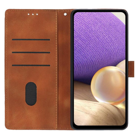 Чехол-книжка Triangles Embossed Leather для Motorola Edge 60 - коричневый