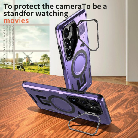 Протиударний чохол Shield Frame Holder MagSafe  для Samsung Galaxy S25+ 5G - фіолетовий