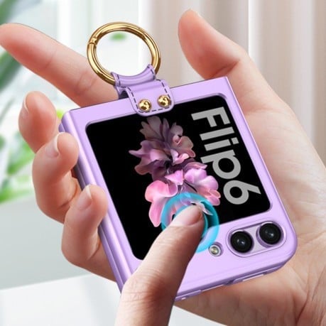 Протиударний чохол GKK Ultra-thin with Ring &amp; Strap для Samsung Galaxy Flip 5 - рожевий