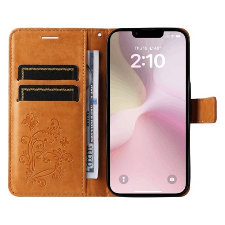 Чехол-книжка Embossed Butterfly для iPhone 16e - желтый