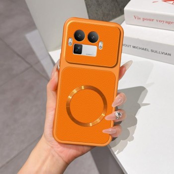 Магнитный чехол Escase Lambskin Series с мягким покрытием на Realme GT 8 Pro Global — оранжевый