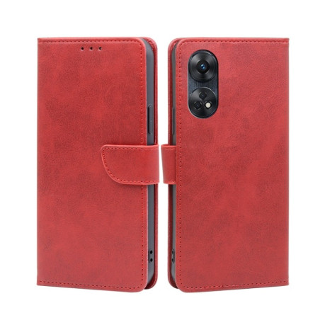 Чехол-книжка Calf Texture Buckle для Reno8 T 4G - красный