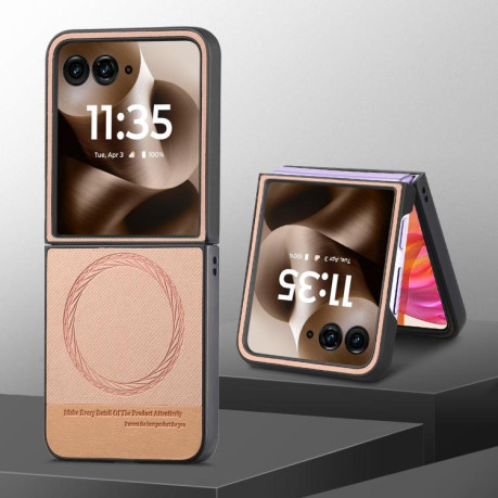 Чехол Twill Fabric Leather Skin Magnetic для Motorola Razr 60 Ultra - рожевий