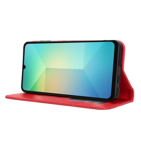 Чехол-книжка Magnetic Buckle Retro Crazy Horse Texture на Samsung Galaxy A06 - красный