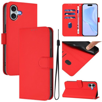 Чохол-книжка з м'яким покриттям (Skin Feel) зі шнурком на iPhone 16 Plus - червоний