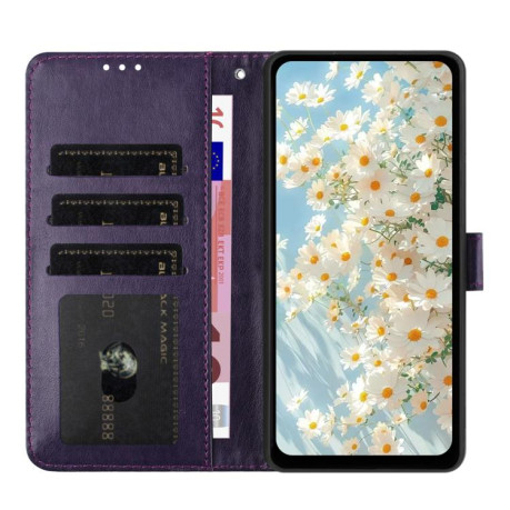 Чехол-книжка Daisy Embossed Leather для Samsung Galaxy M06 5G - фиолетовый