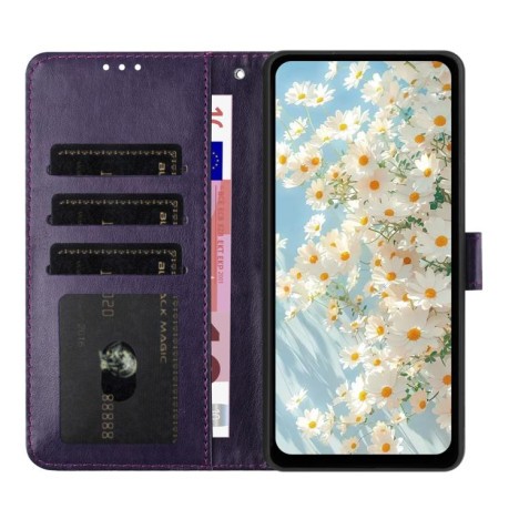 Чехол-книжка Daisy Embossed Leather для на Samsung Galaxy F16 5G / M16 5G - фиолетовый