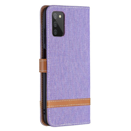 Чехол-книжка Color Matching Denim Texture на Samsung Galaxy A03s - фиолетовый