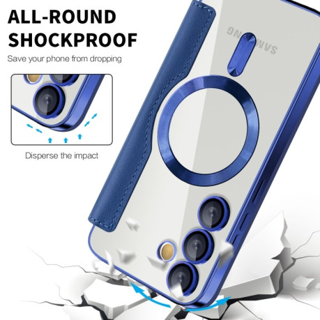Чехол-книжка Shield MagSafe RFID Anti-theft Leather для Samsung Galaxy S24 FE 5G - синий