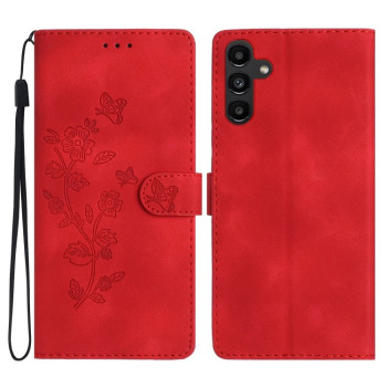 Чехол-книжка Flower Butterfly Embossing для Samsung Galaxy S25+ 5G - красный