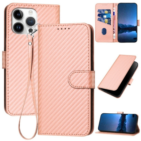 Чохол-книжка Carbon Fiber Texture на iPhone 16 Pro Max - рожевий