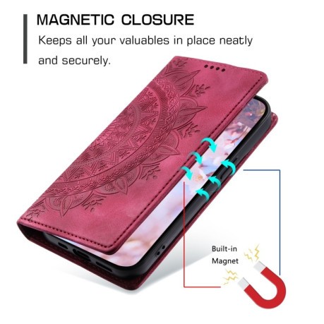 Чехол-книжка Totem Embossed Magnetic Leather для Samsung Galaxy A16 5G - красный