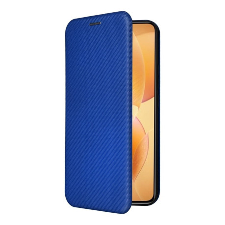Чехол-книжка Carbon Fiber Texture на Xiaomi 14T Pro - синий