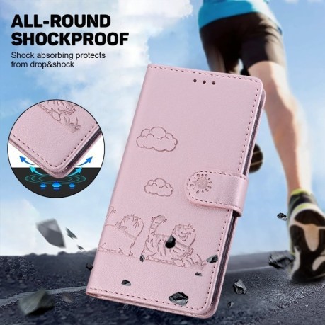 Чохол-книжка Cute Cats RFID Leather для Xiaomi 14T Pro - рожеве золото