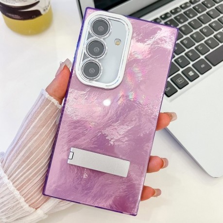 Противоударный чехол Plating Glitter Texture TPU with Lens Film для Samsung Galaxy A36 5G - Purple Tinfoil Texture