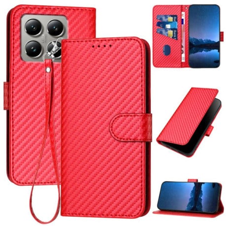 Чехол-книжка Carbon Fiber Texture на Xiaomi 15T Pro 5G - красный