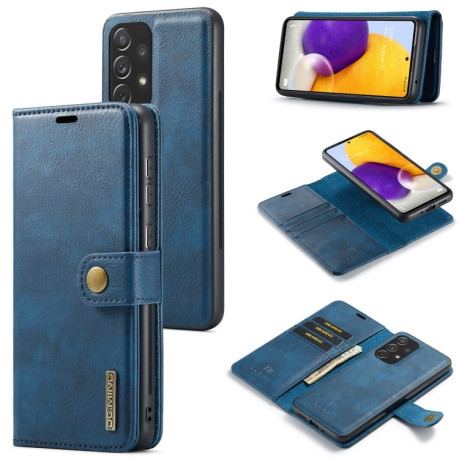 Кожаный чехол-книжка DG.MING Crazy Horse Texture на Samsung Galaxy A73 5G - синий