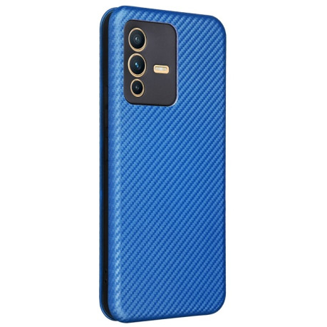 Чохол-книжка Carbon Fiber Texture на Vivo S12 5G/V23 5G - синій