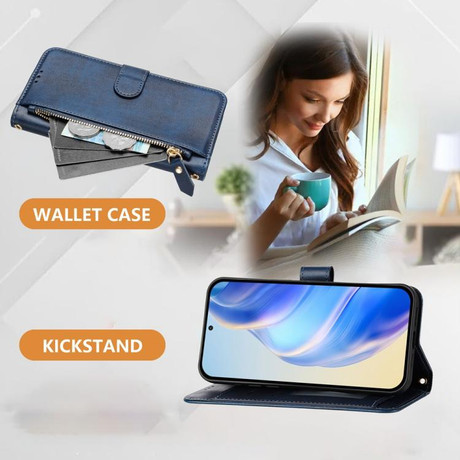 Чехол-книжка Multi-Card Slots Zipper Wallet на Realme Note 80 4G — синий