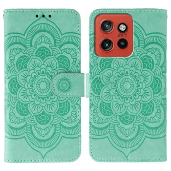 Чехол-книжка Sun Mandala Embossing Pattern на Motorola Edge 60 Neo 5G — зелёный