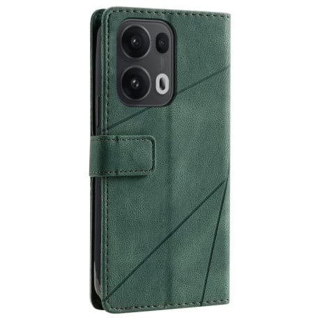 Чехол-книжка Skin Feel Splicing для OPPO Reno13 Pro 5G - зеленый