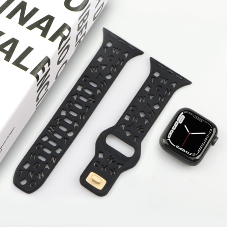 Ремешок English Letters для Apple Watch Series 8 / 7 41mm / 40mm / 38mm - черный