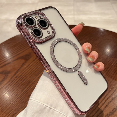 Чохол протиударний Diamond Gradient Plated MagSafe для iPhone 16 Pro - рожевий