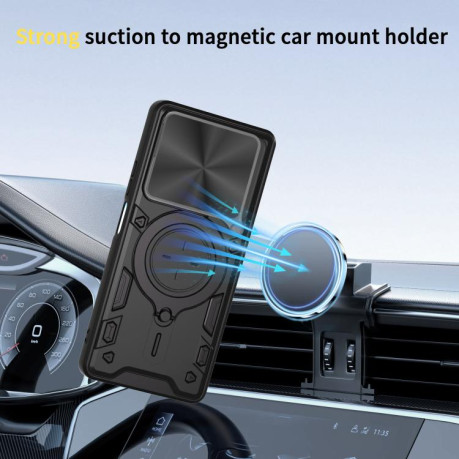 Противоударный чехол CD Texture Sliding Camshield Magnetic Holder на OPPO A5 Pro 5G Global - красный
