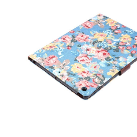 Чехол-книжка Dibase Denim Leather Case на iPad 9/8/7 10.2 (2019/2020/2021) - синий, цветочный рисунок